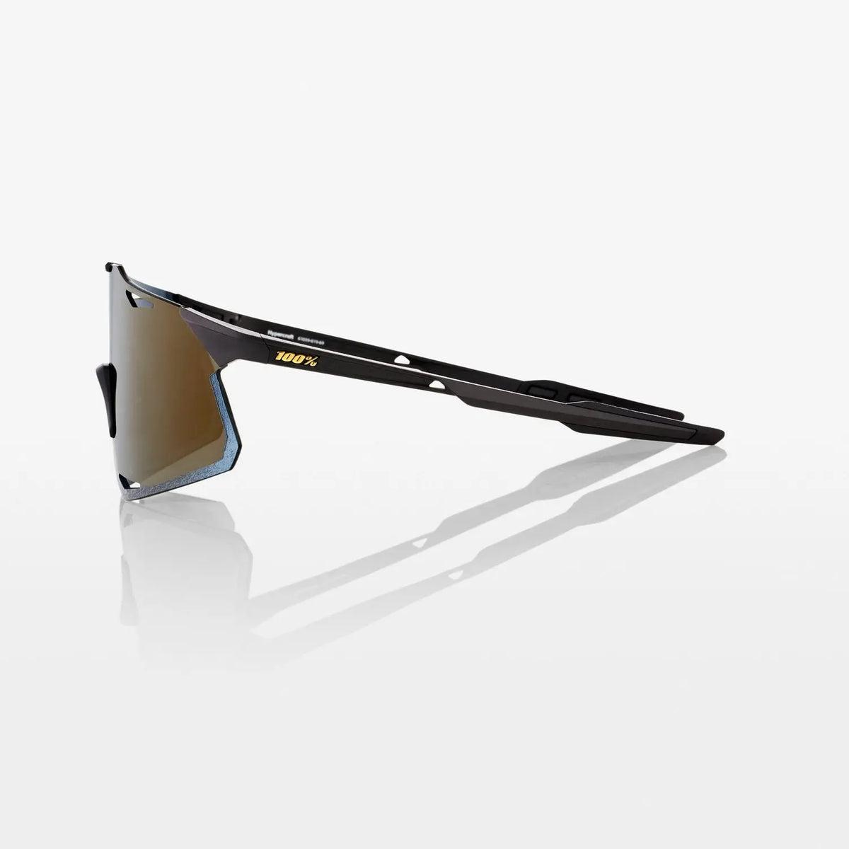 100% Hypercraft Matte Black cycling sunglasses with Soft Gold Mirror lens