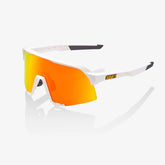 100% S3 Soft Tact White Cycling Sunglasses with HiPER Red Multilayer Mirror Lens – performance eyewear for road and mountain cycling