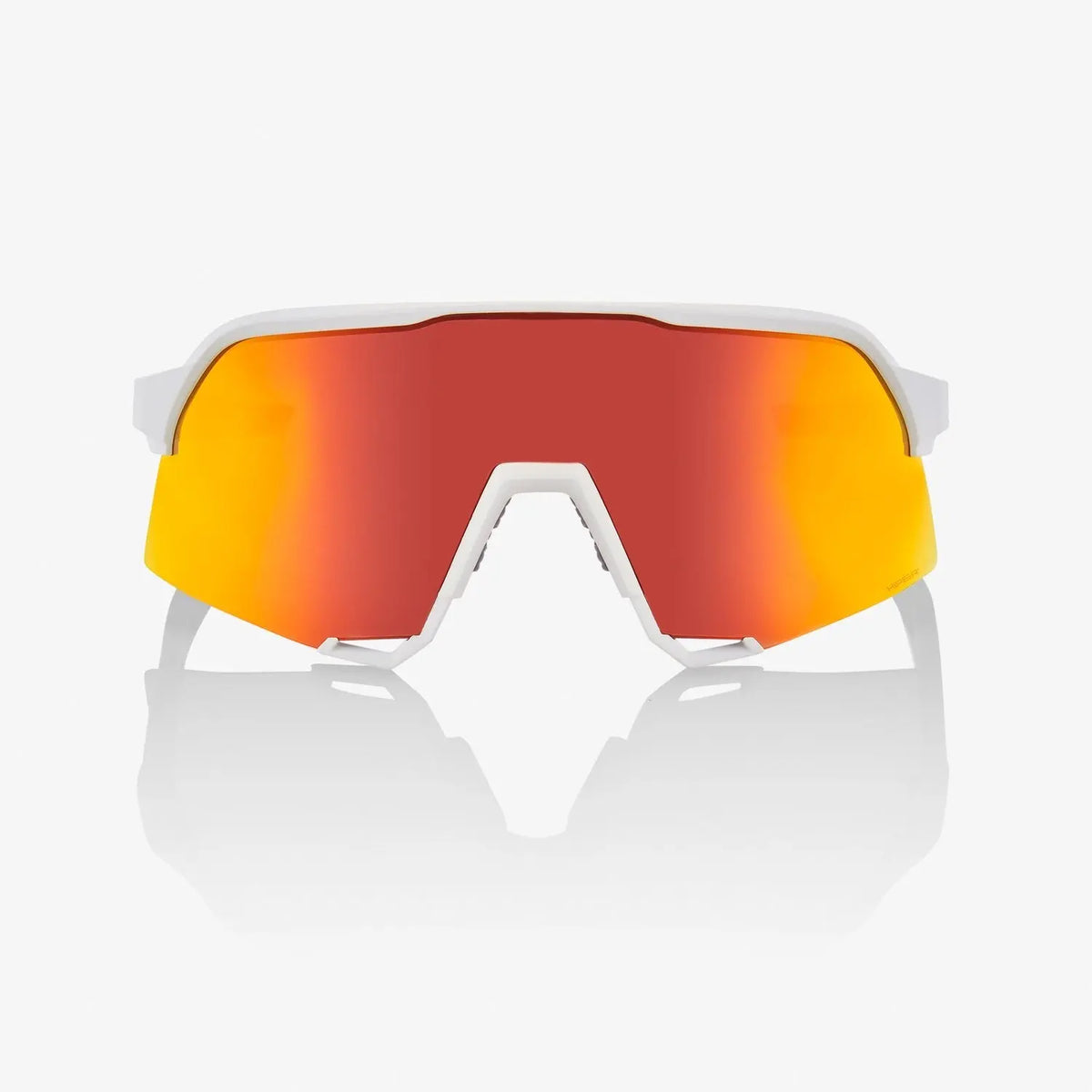 100% S3 Soft Tact White Cycling Sunglasses with HiPER Red Multilayer Mirror Lens – performance eyewear for road and mountain cycling