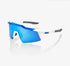 100% Speedcraft SL Matte White Metallic Blue sunglasses HiPER Blue Multilayer lens UV protection cycling eyewear