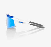 100% Speedcraft SL Matte White Metallic Blue sunglasses HiPER Blue Multilayer lens UV protection cycling eyewear