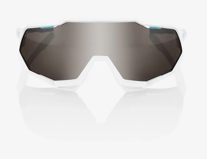 100% Speedtrap SE BORA hansgrohe team white cycling sunglasses with silver mirror lens high performance aerodynamic eyewear