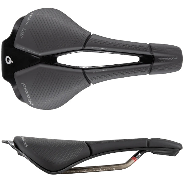 “Prologo Scratch M5 PAS AGX Slide Control saddle with Tirox rails – 140mm gravel bike saddle”
