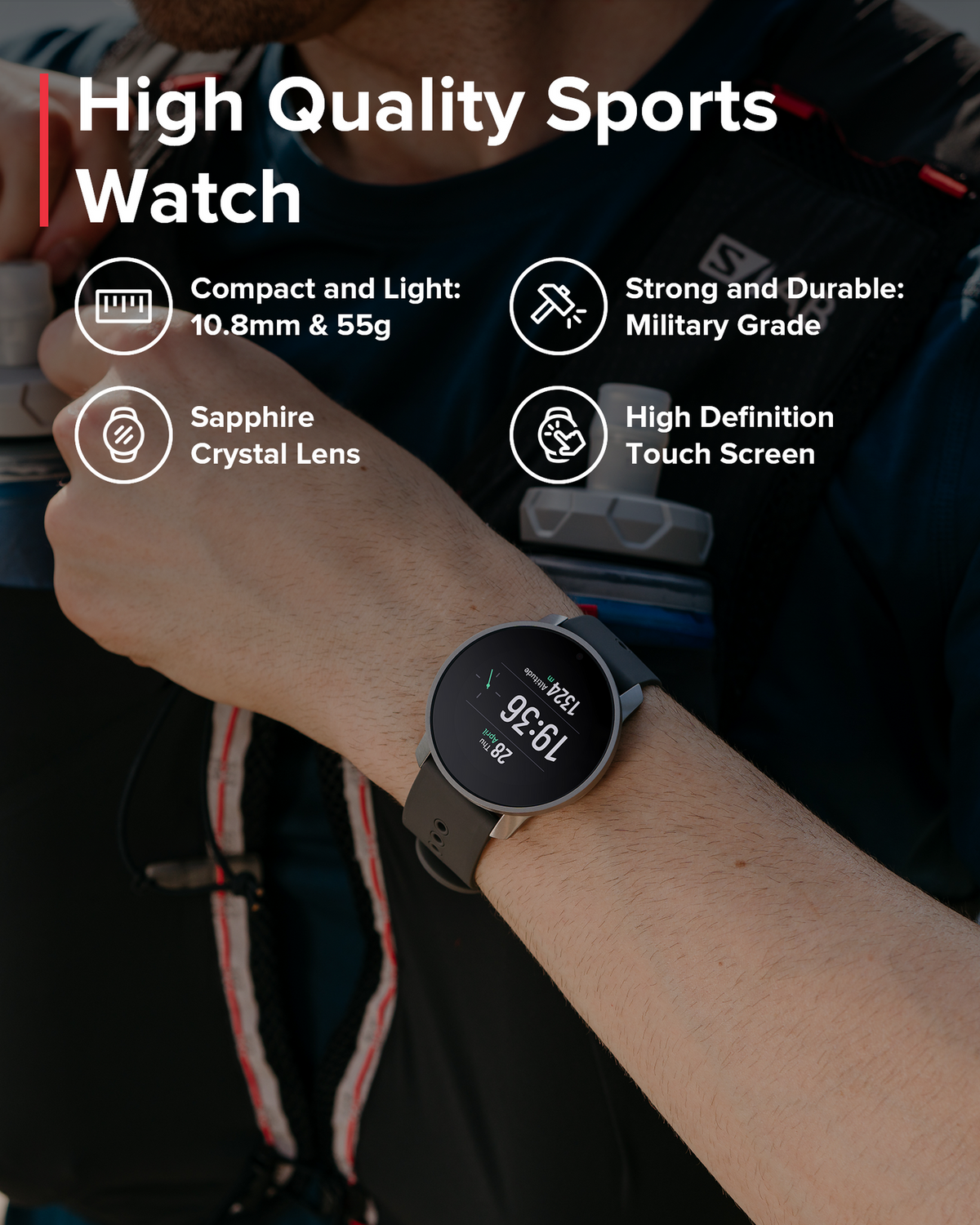 Suunto 9 Peak Pro Sports Watch with GPS tracking, rugged titanium design, and performance metrics for cycling and endurance athletes