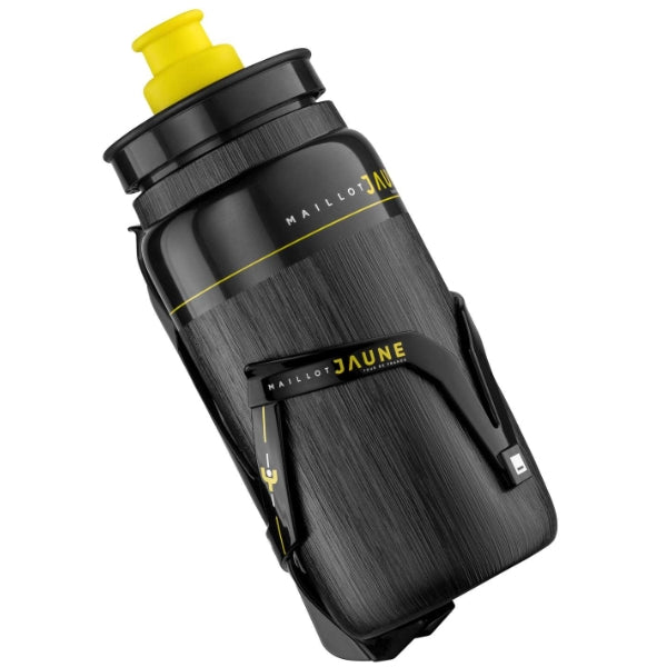 Bidon Elite Fly Tex 550 ml + porte-bidon Custom Race Plus, édition maillot jaune