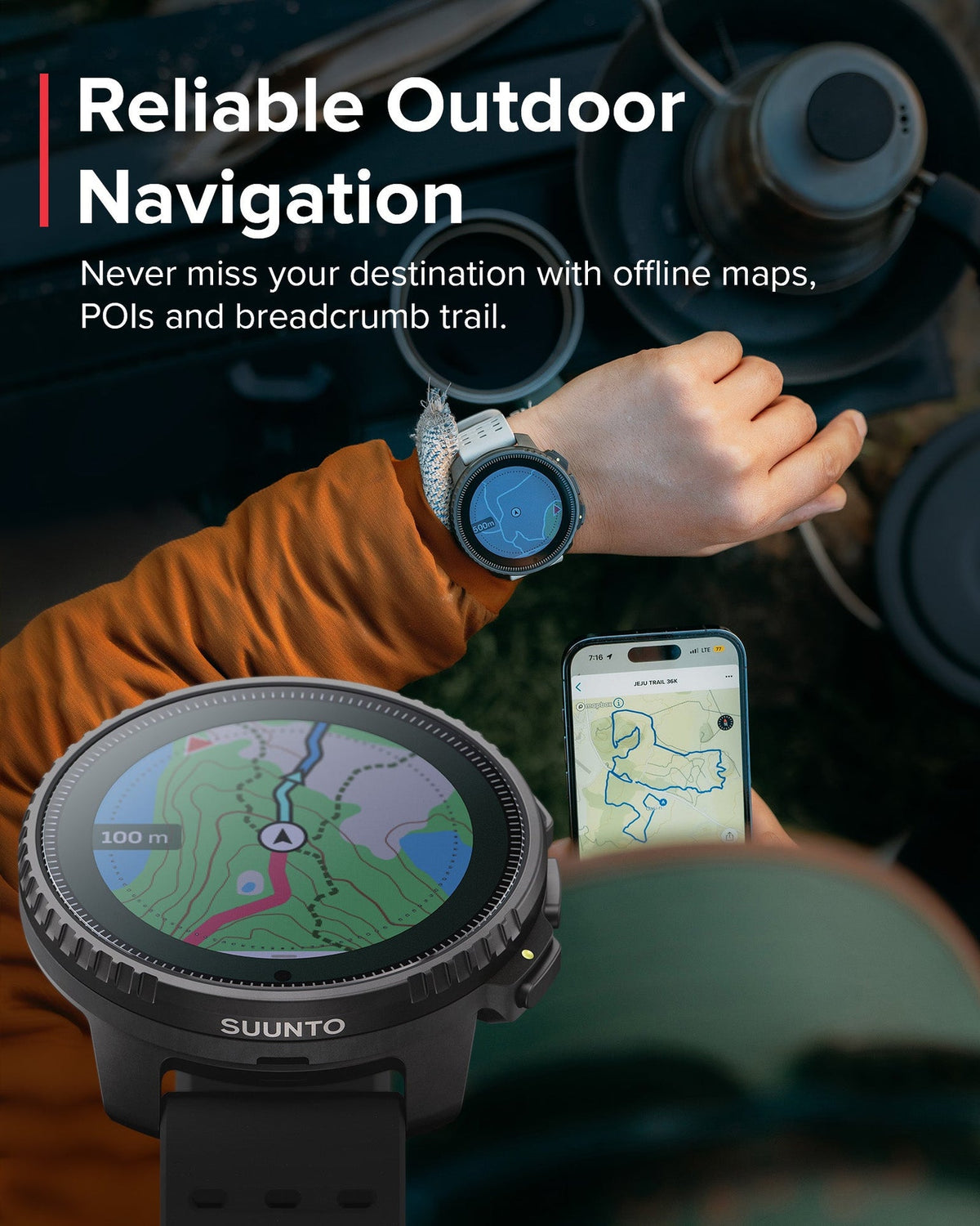 Suunto Vertical Sports Watch with GPS navigation, solar charging, and durable outdoor design for cycling and fitness tracking