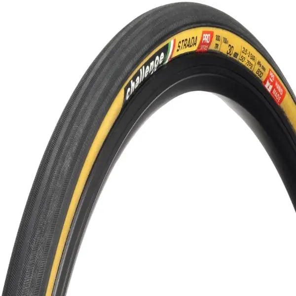 Challenge Strada Pro clincher tire 700c handmade high TPI road bike tire with superior grip and smooth performance