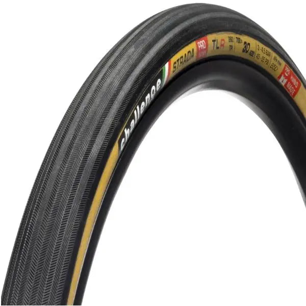 Challenge Strada Pro TLR clincher tire 700c tubeless ready handmade road bike tire with high TPI casing and superior grip
