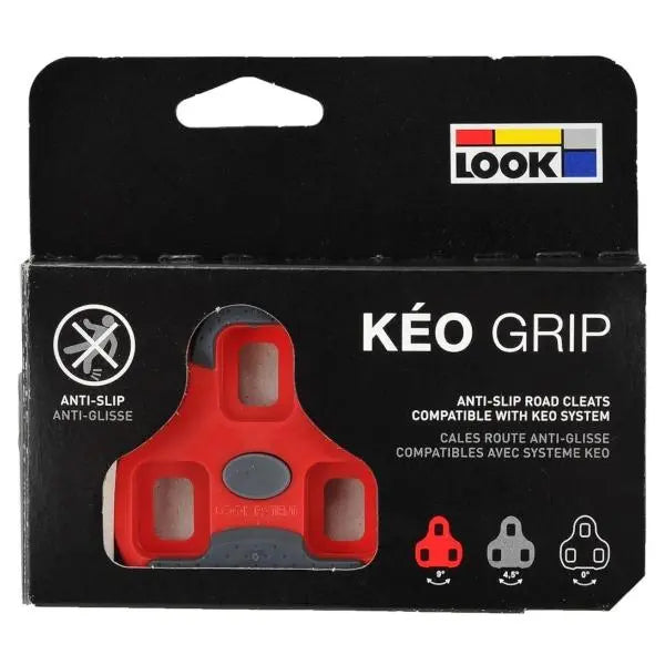Look Keo Grip Pedal Cleats Kit Red 9 degree float – non-slip comfortable replacement cleats for Look Keo road pedals
