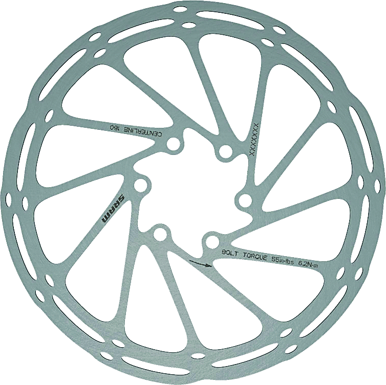 SRAM Centerline 6-Bolt disc brake rotor quiet smooth braking performance for road gravel and MTB bikes