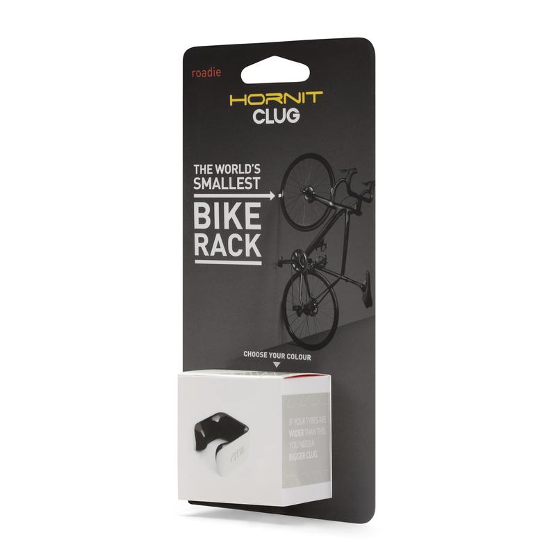 Clug ROADIE wall mount bicycle storage rack fits 23–32mm road tires space-saving minimalist bike holder