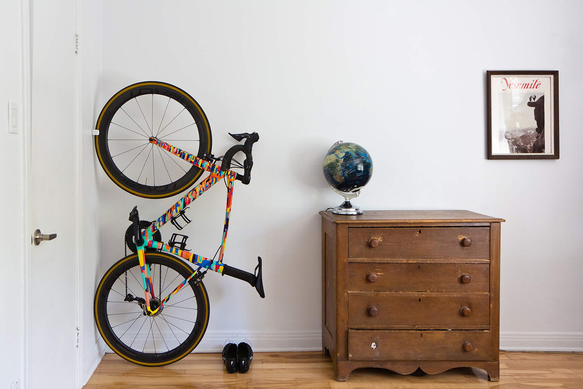 Clug ROADIE wall mount bicycle storage rack fits 23–32mm road tires space-saving minimalist bike holder