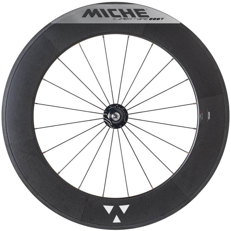 Miche Supertype 888T Pista Track Wheelset designed for aerodynamic speed and power on the velodrome