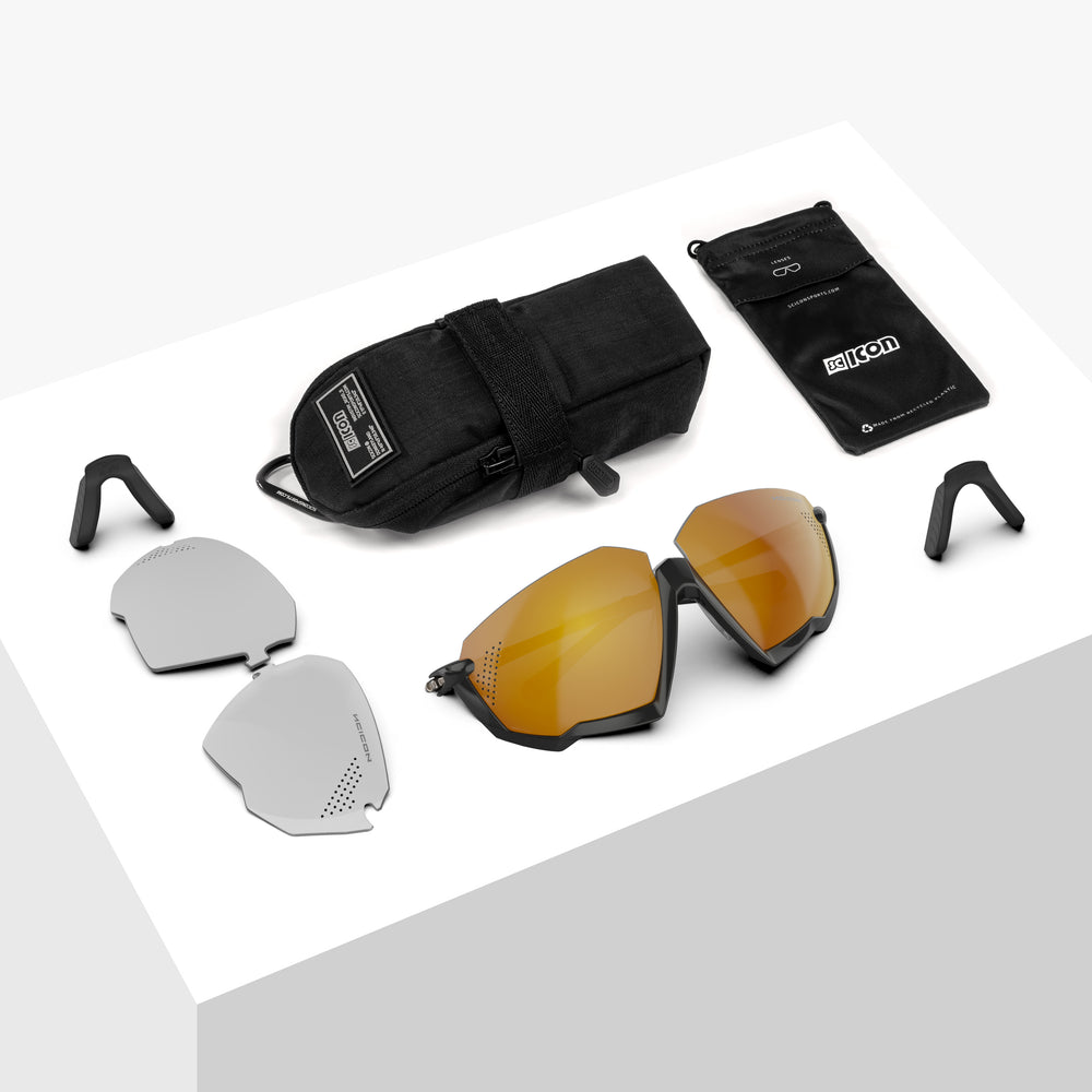 Scicon Aerojet Black cycling sunglasses with Multimirror Bronze Lens – UV400 protective eyewear for road and gravel riders