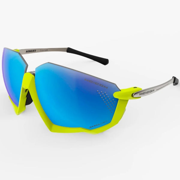 Scicon Aerojet Fluo Yellow cycling sunglasses with Multimirror Blue Lens – UV400 protective eyewear for professional cyclists