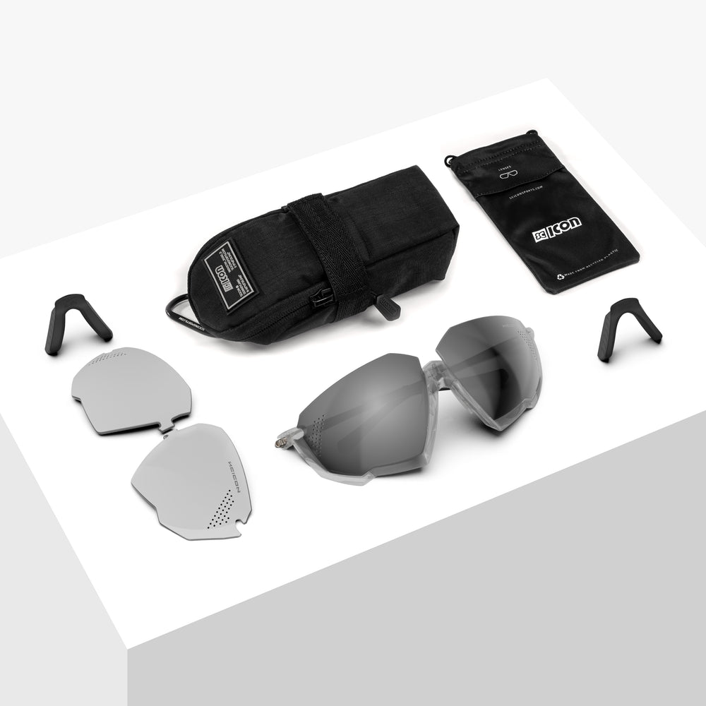 Scicon Aerojet transparent sunglasses with multimirror silver lens for professional cycling performance