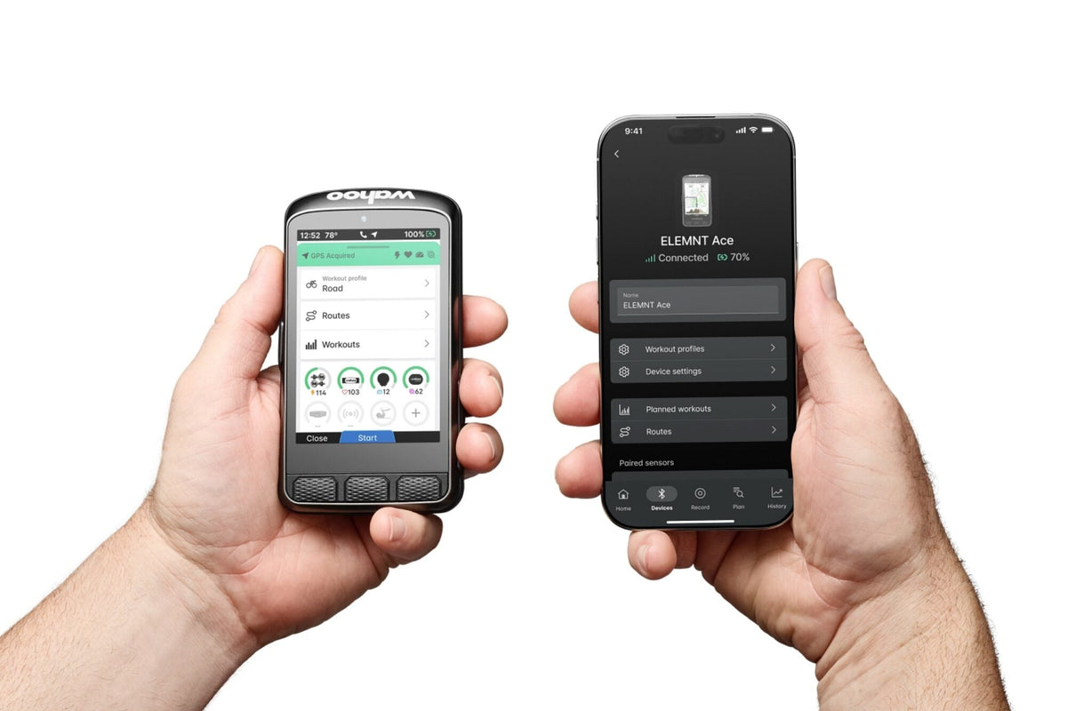Wahoo ELEMNT ACE GPS cycling computer with touchscreen and wind sensor