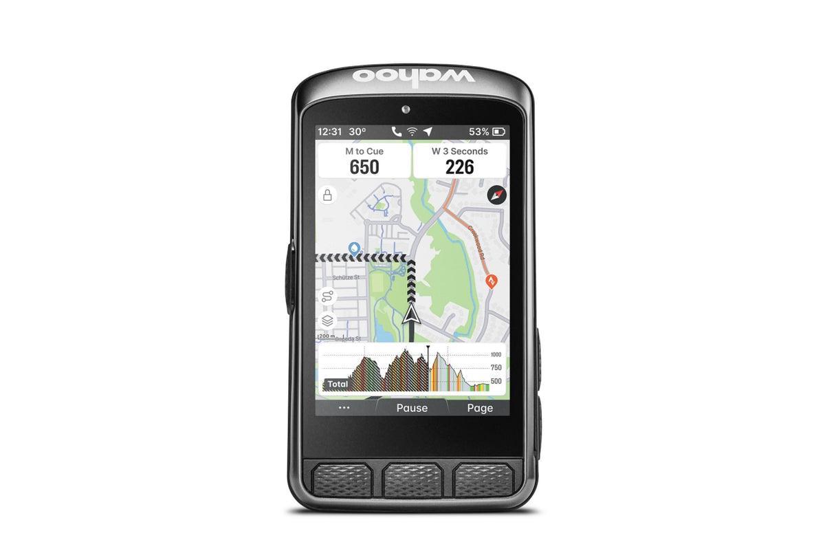 Wahoo ELEMNT ACE GPS cycling computer with touchscreen and wind sensor